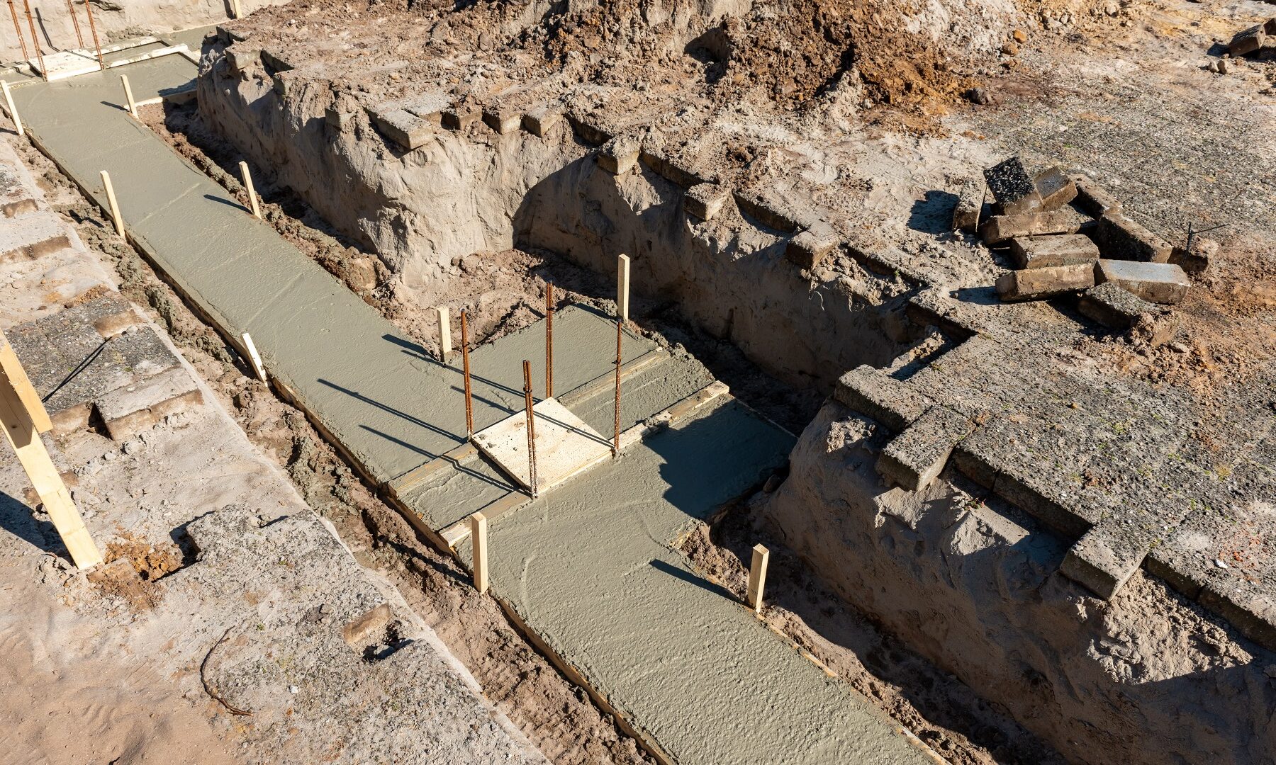 Newly,Poured,Concrete,Foundation,In,A,Trench,In,The,Netherlands